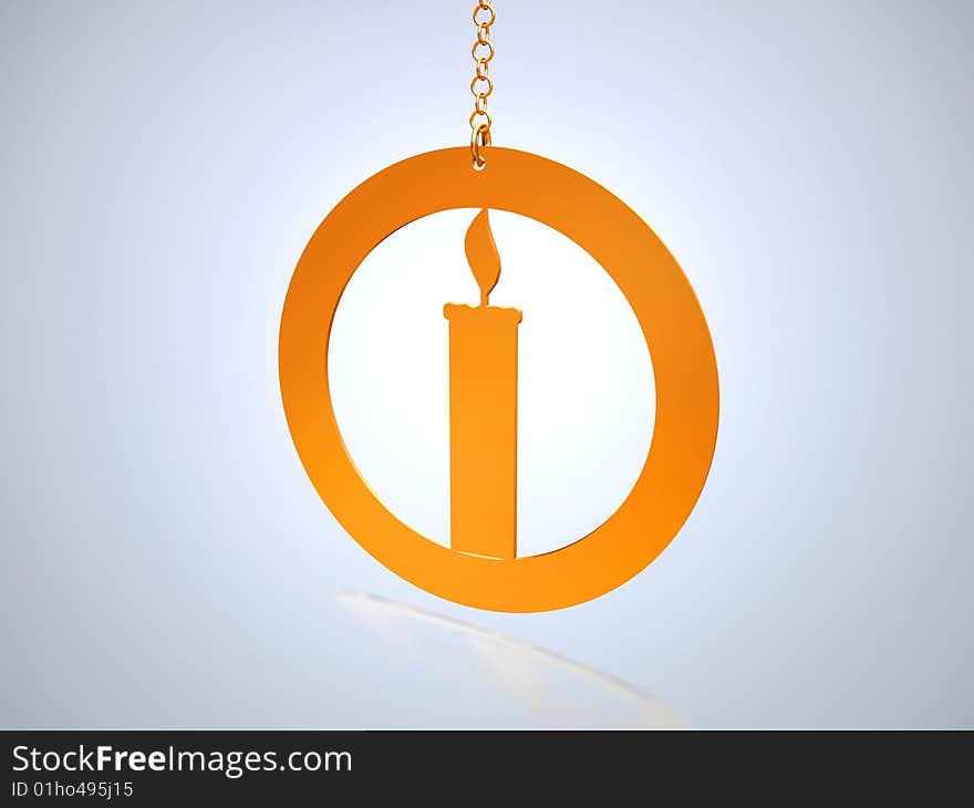 Sign on a celebratory candle on a chain