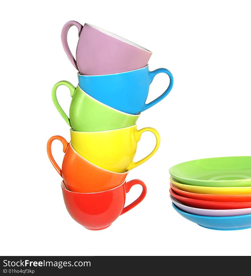 Multi-coloured Cups And Saucers1