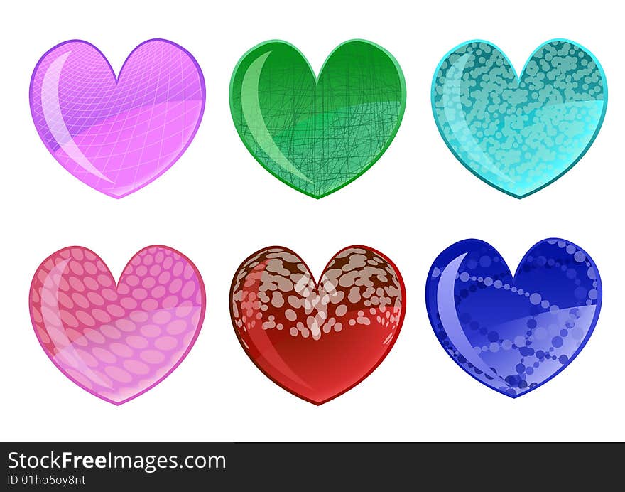 Vector illustration of beautifull hearts icon set. Ideal for Valetine Cards decoration.