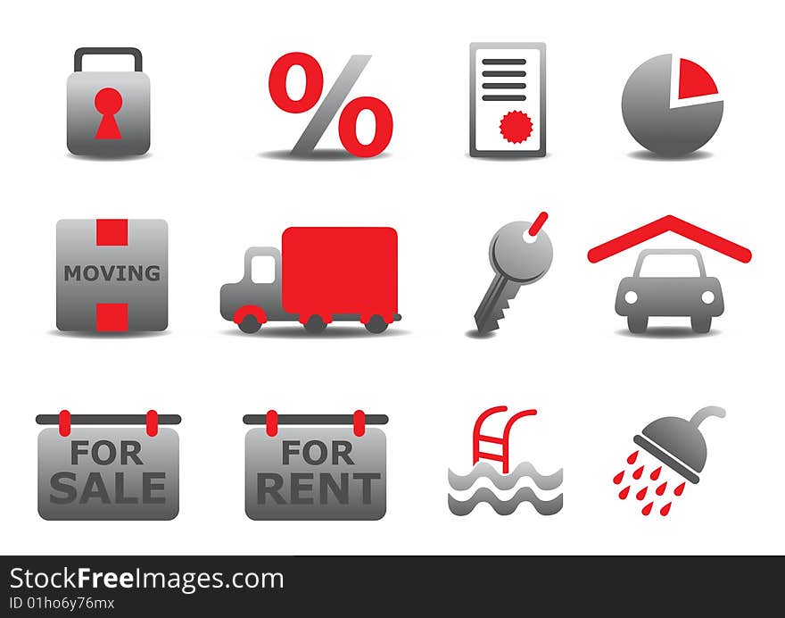 Vector illustration of real estate and moving icons set.You can use it for your website, application or presentation