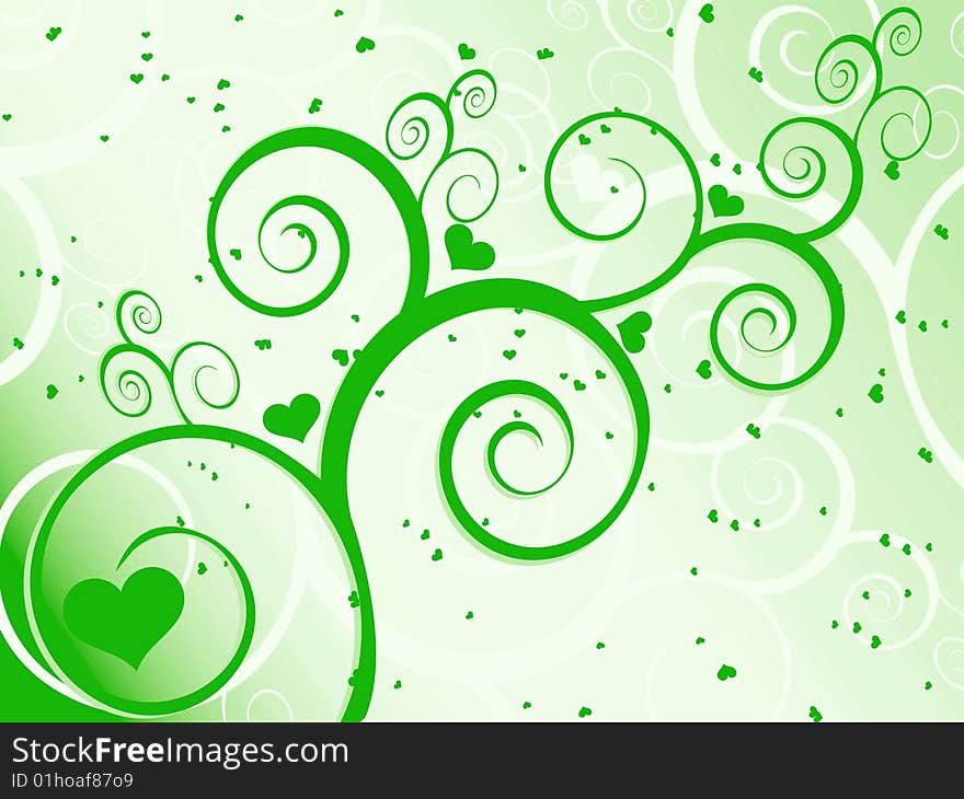 Valentine`s day card. Green fantasy