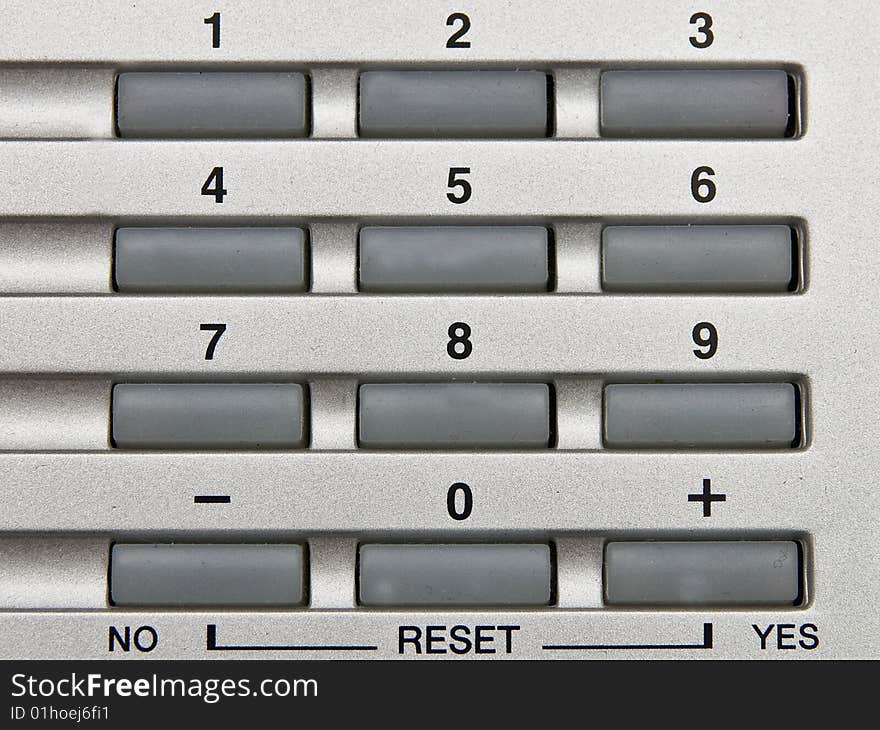 Number pads with reset function on an electronic object.