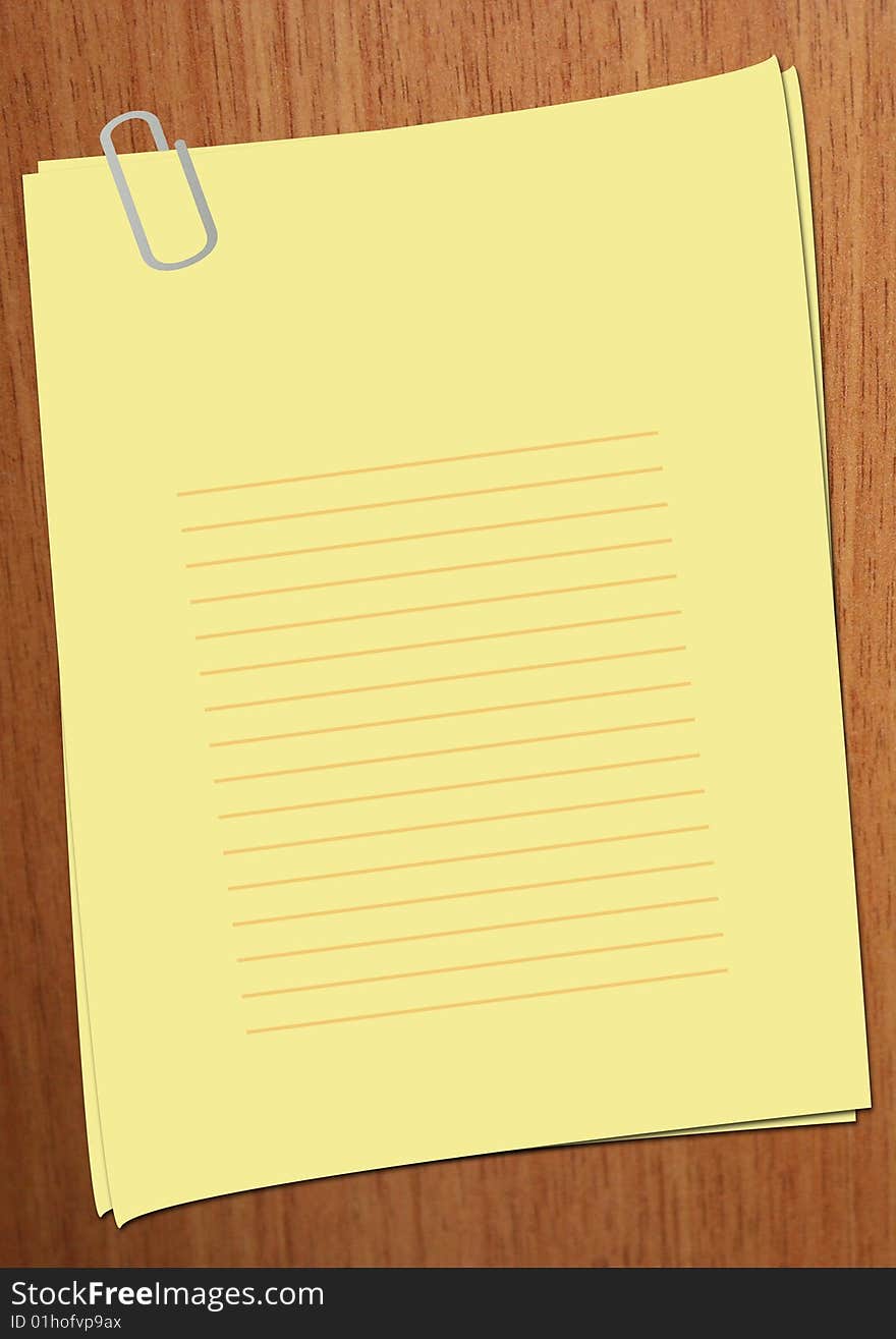 Simple Empty Yellow Page on A Wood Background