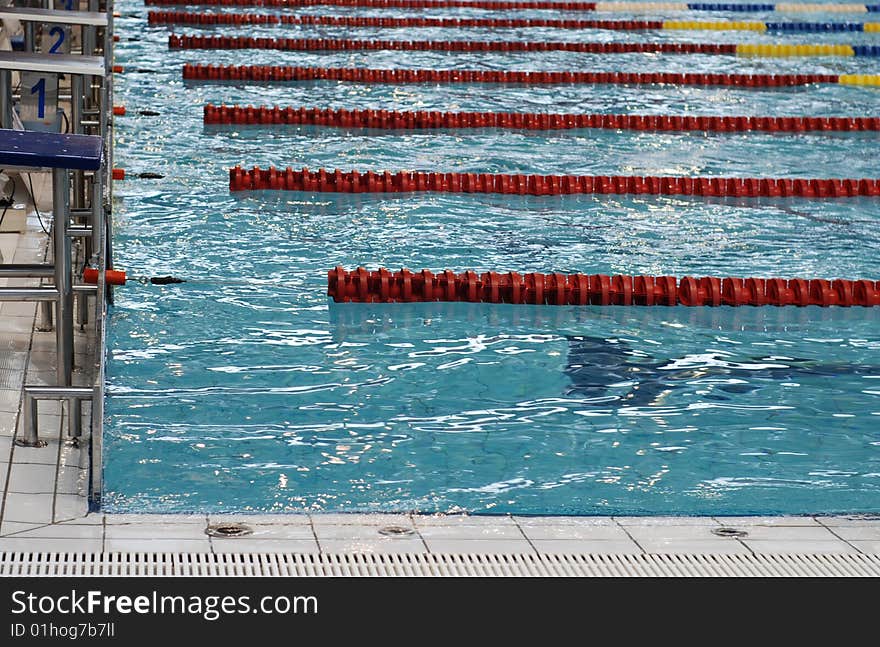 Swimming pool and blue water. Swimming pool and blue water