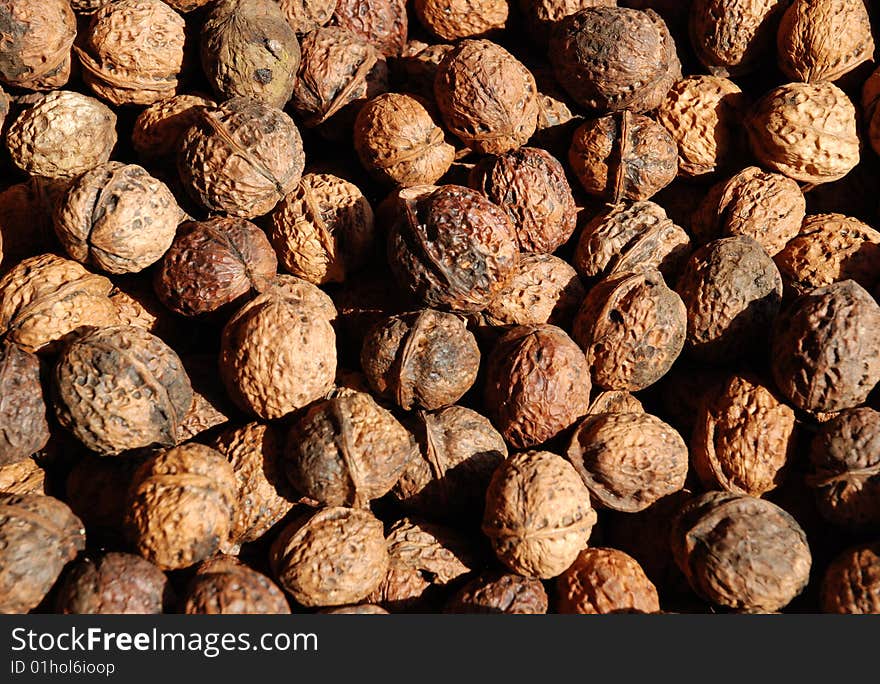 Closeup of Dried Walnuts Background