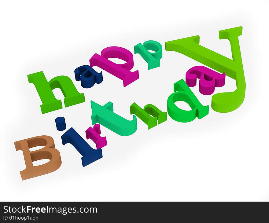 Happy birthday text isolated on white background