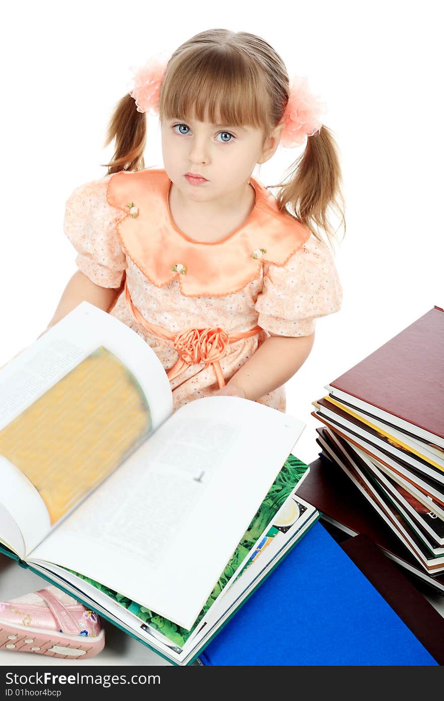 Portrait of a pretty girl with books. Portrait of a pretty girl with books.