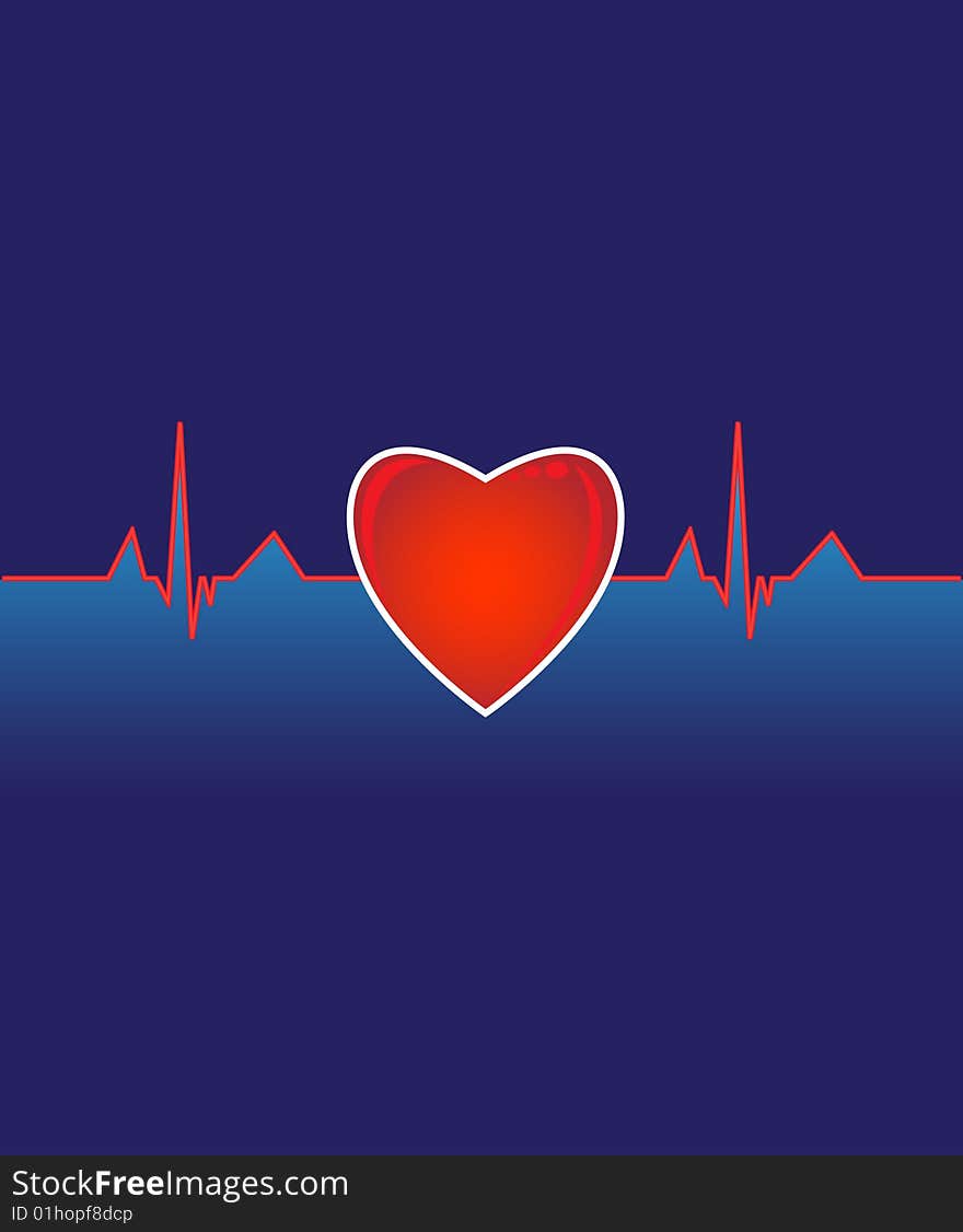 Heart cardiogram background with place for text