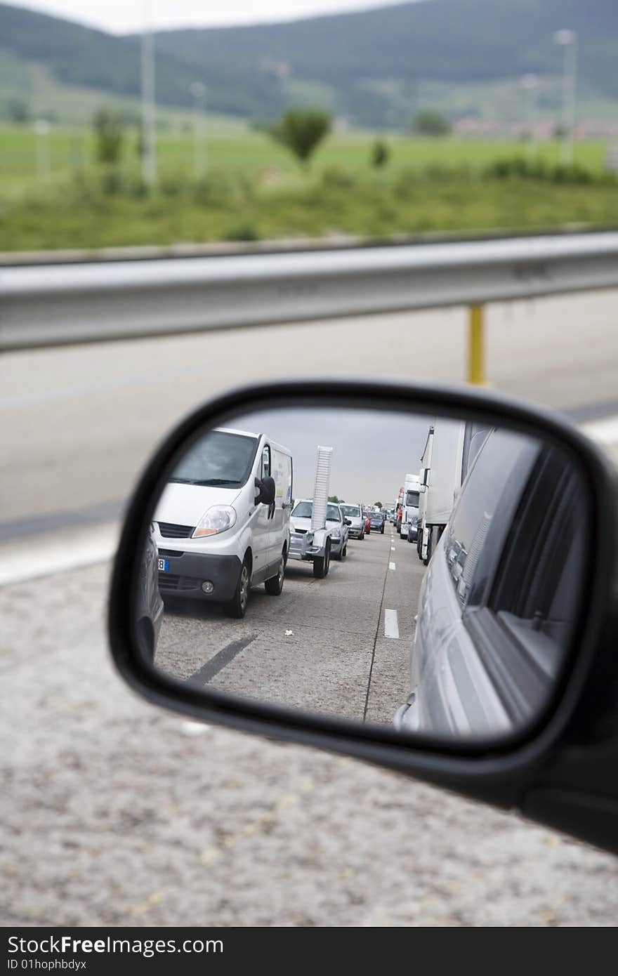 Morning traffic jam on a road