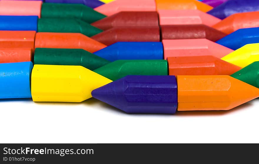 Stacked horizontal rows from wax pencils, multicolors