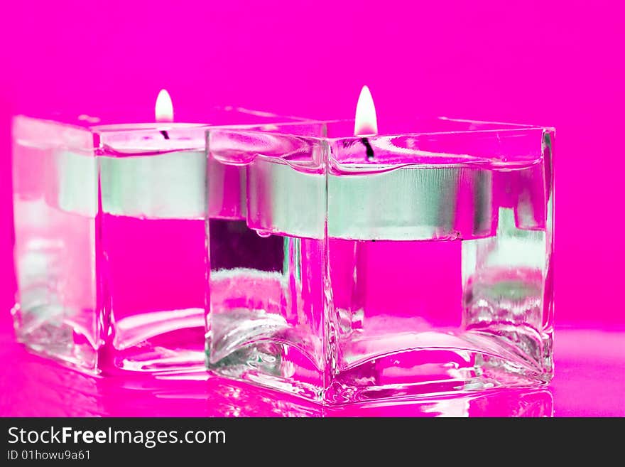 Pink Candles In Glass