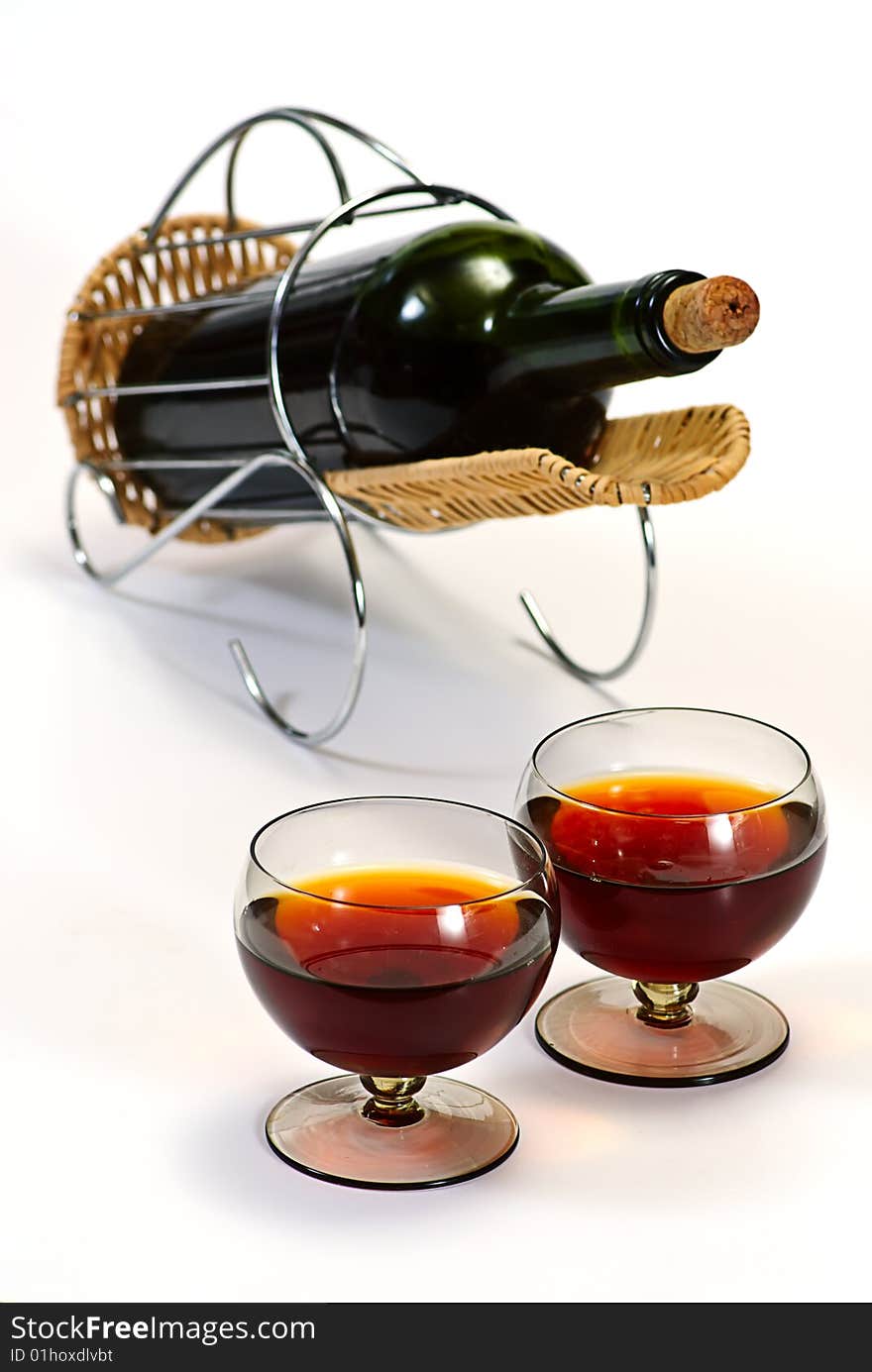 Wine bottle in basket