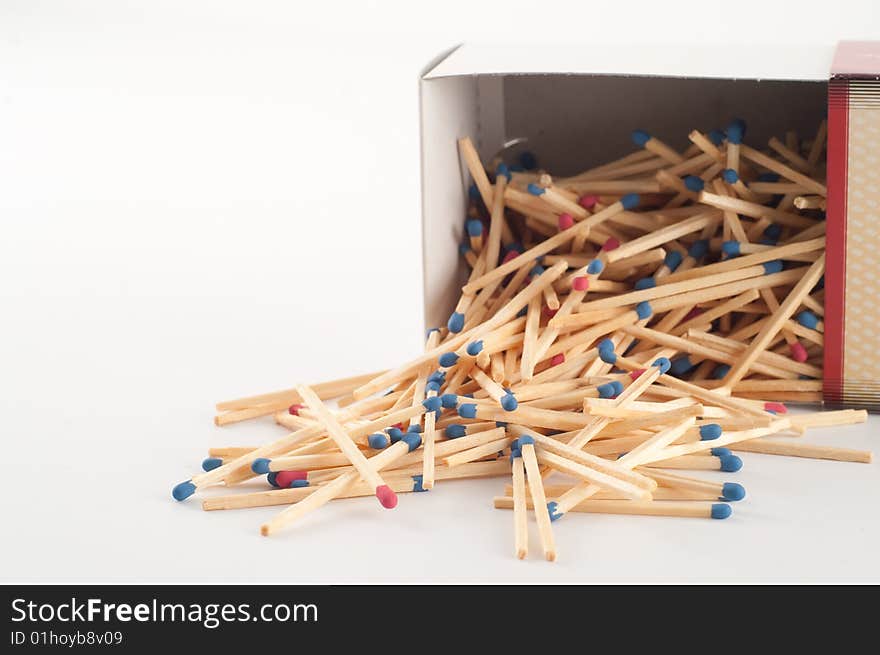 Matches in the box isolated on white