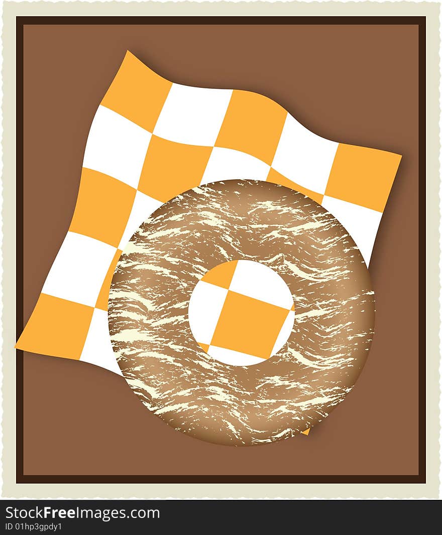 Donut on nupkin with flat background. Donut on nupkin with flat background