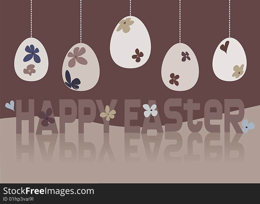 Happy Easter card design with floral Easter Eggs