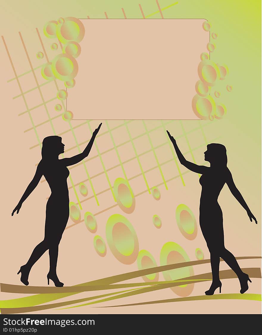 Women pointing on a greeting card