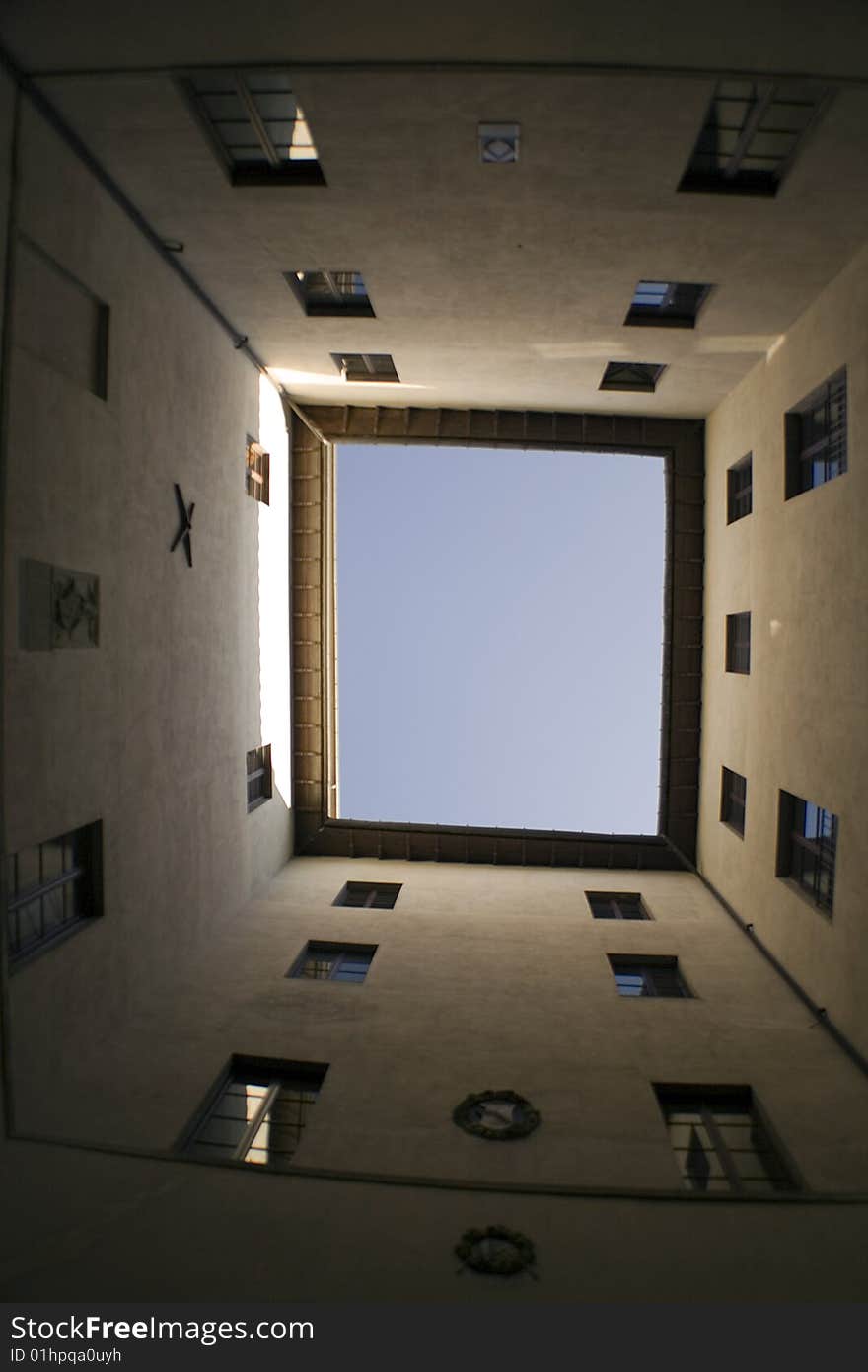 Central courtyard of an ancient building, Tuscany