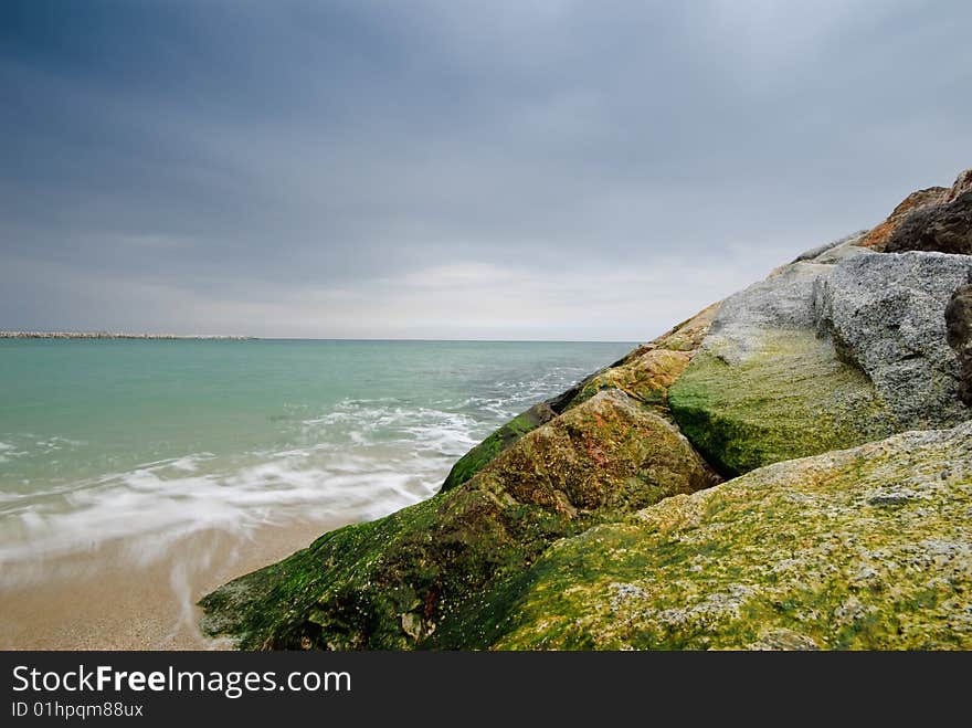 Breakwater in Barcelona Shore