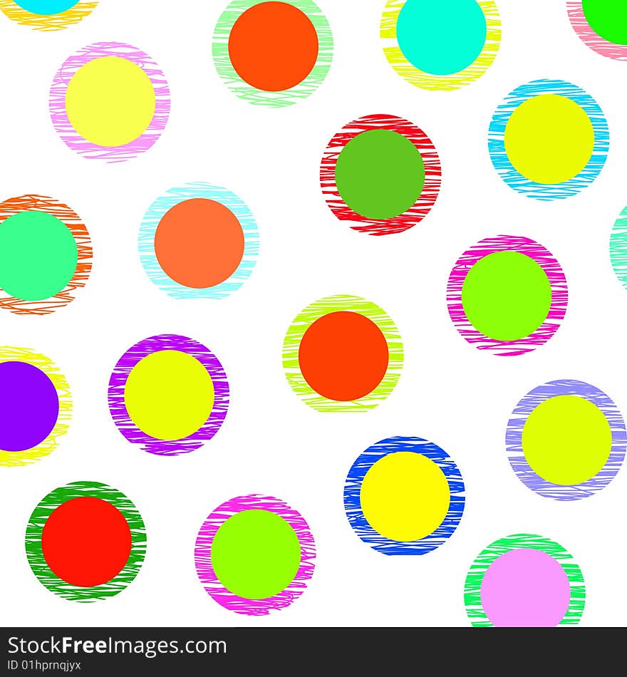 Color dots in red, green, blue, yellow, pink, purple