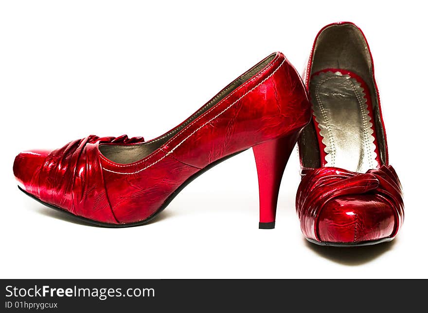 Red womanish shoes