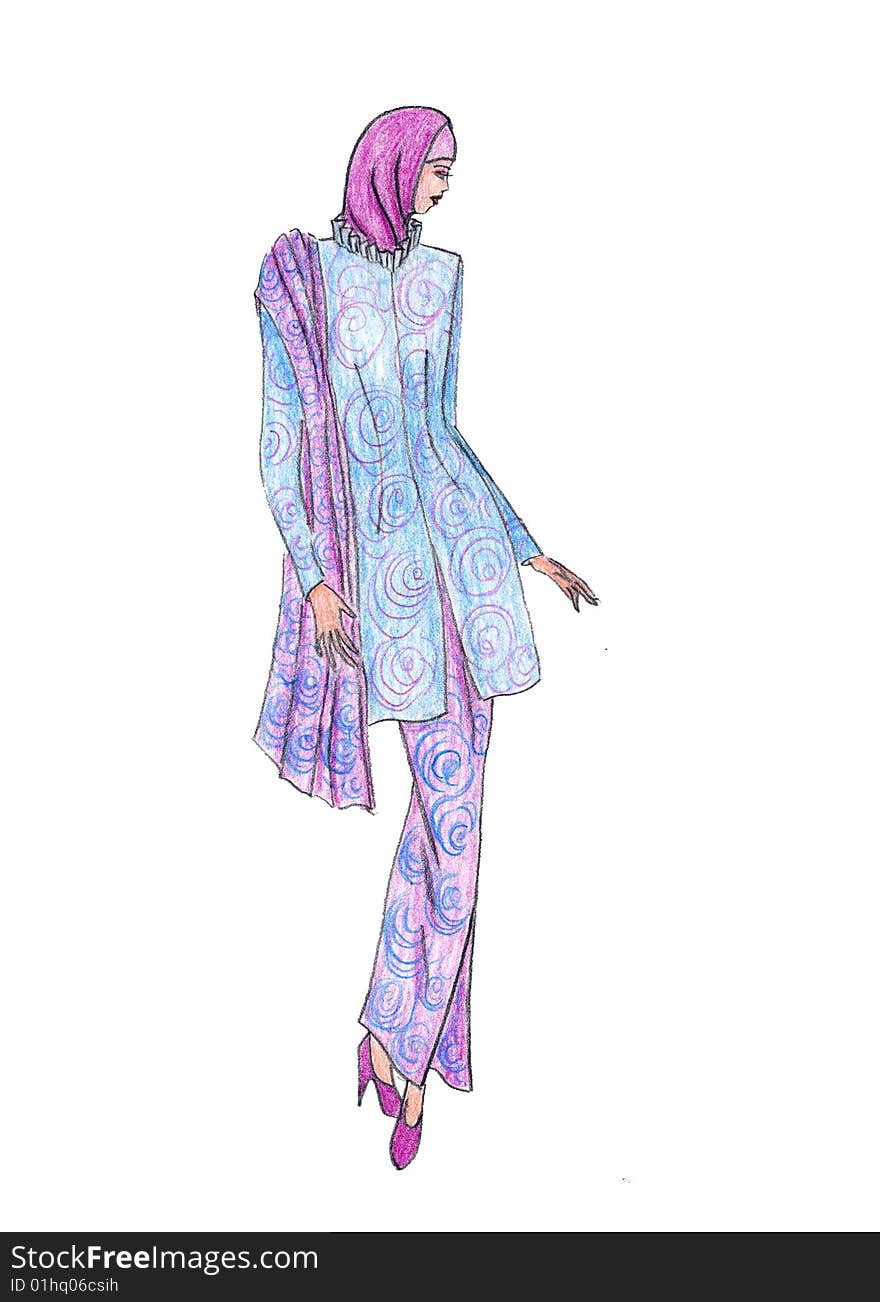 Beautiful illustration of Moslem s fashion