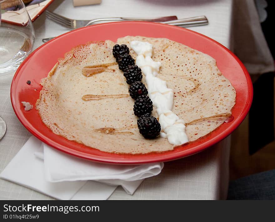 Traditional Russian blini, served during a week of maslenitza. Traditional Russian blini, served during a week of maslenitza