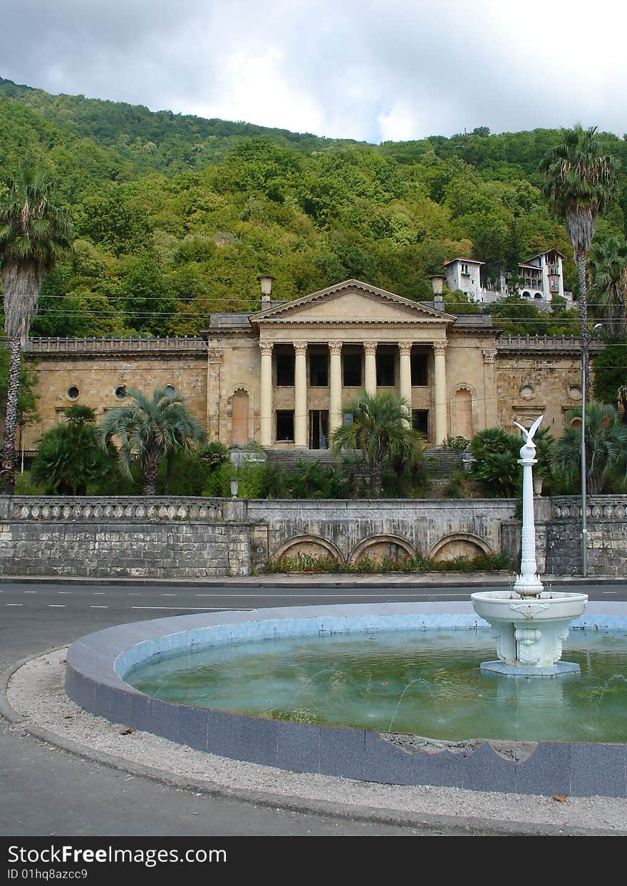 Old building on a background of mountain