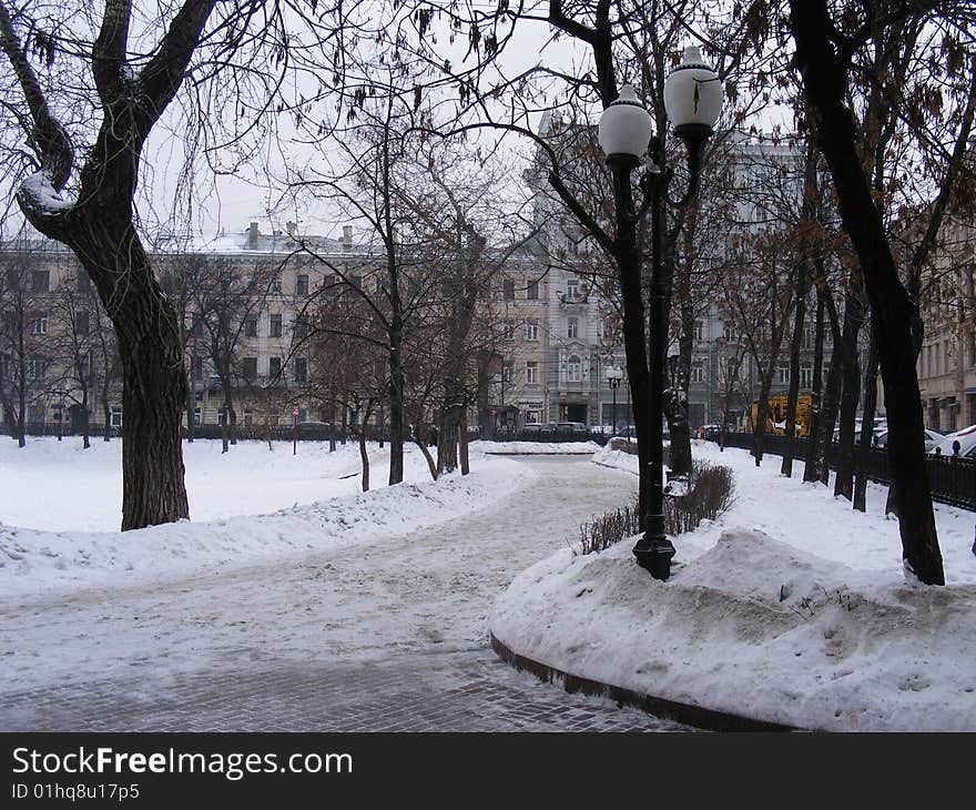 Boulevared-Moscow. Park.Old city.Lantern.