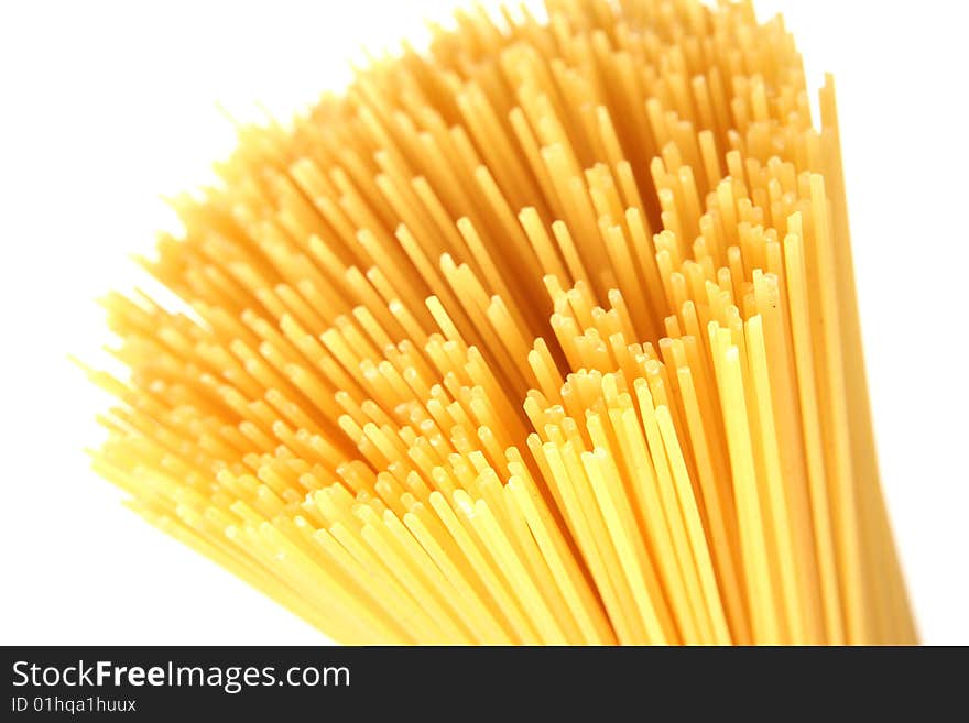 Bunch of spaghetti on white background