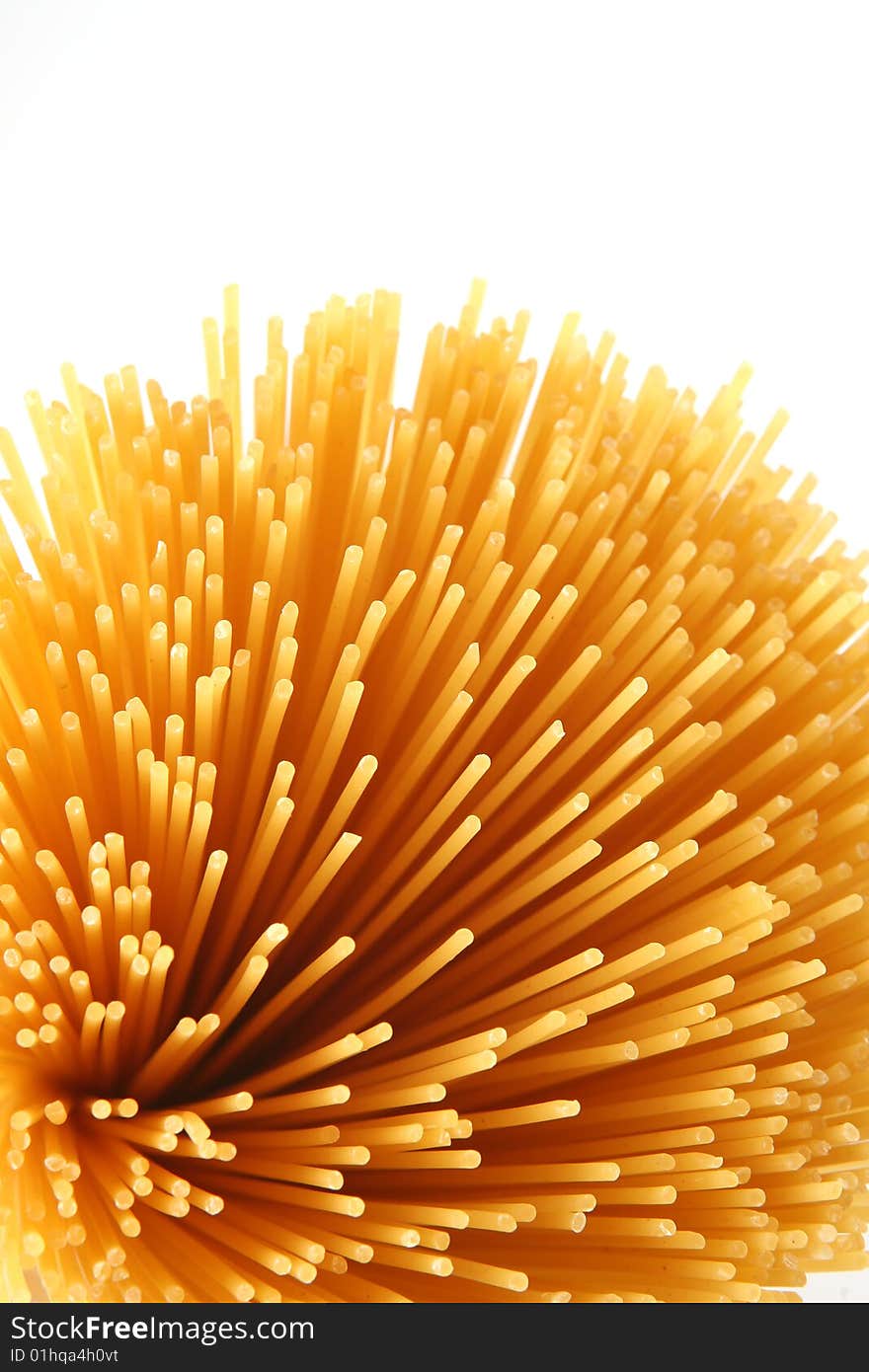 Bunch of spaghetti on white background