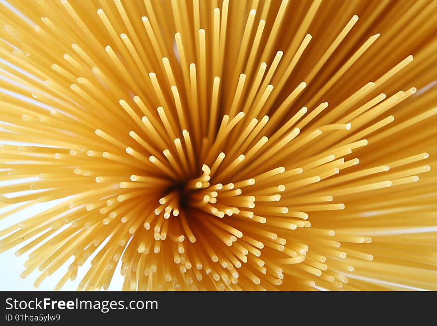 Bunch of spaghetti on white background