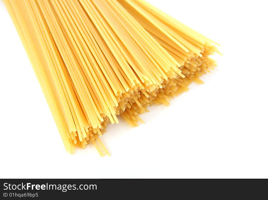 Bunch of spaghetti on white background