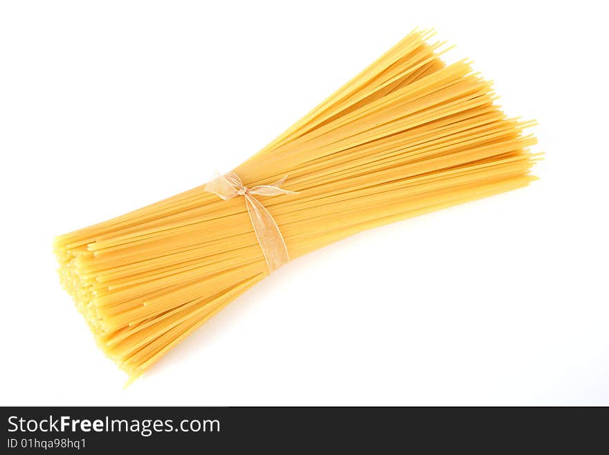 Bunch of spaghetti on white background