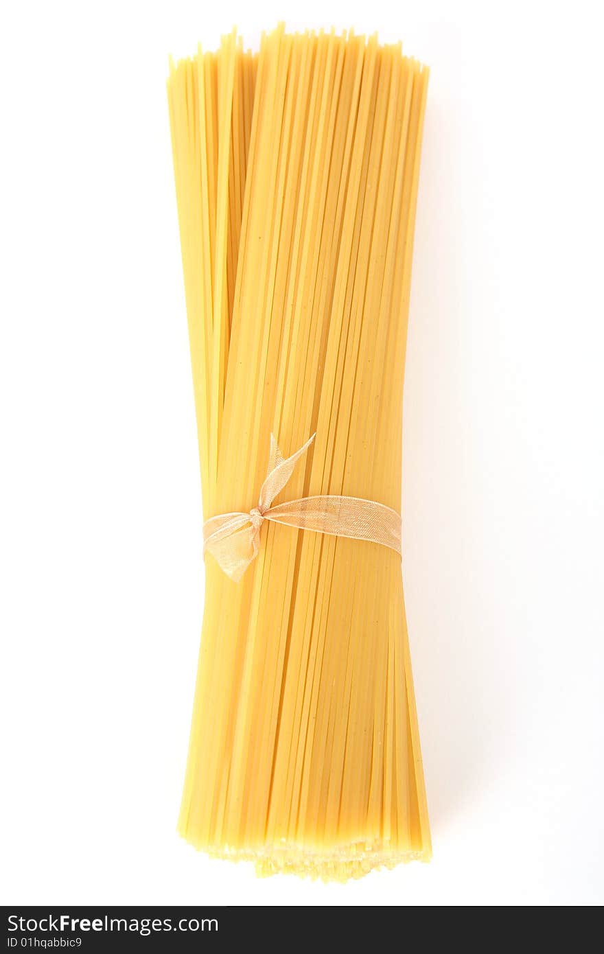 Bunch of spaghetti on white background