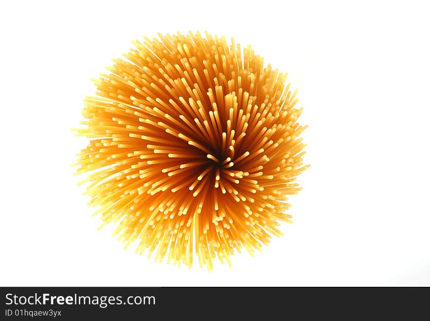 Bunch of spaghetti on white background