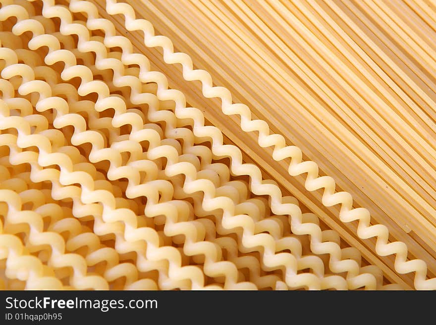 Bunch of spaghetti on white background