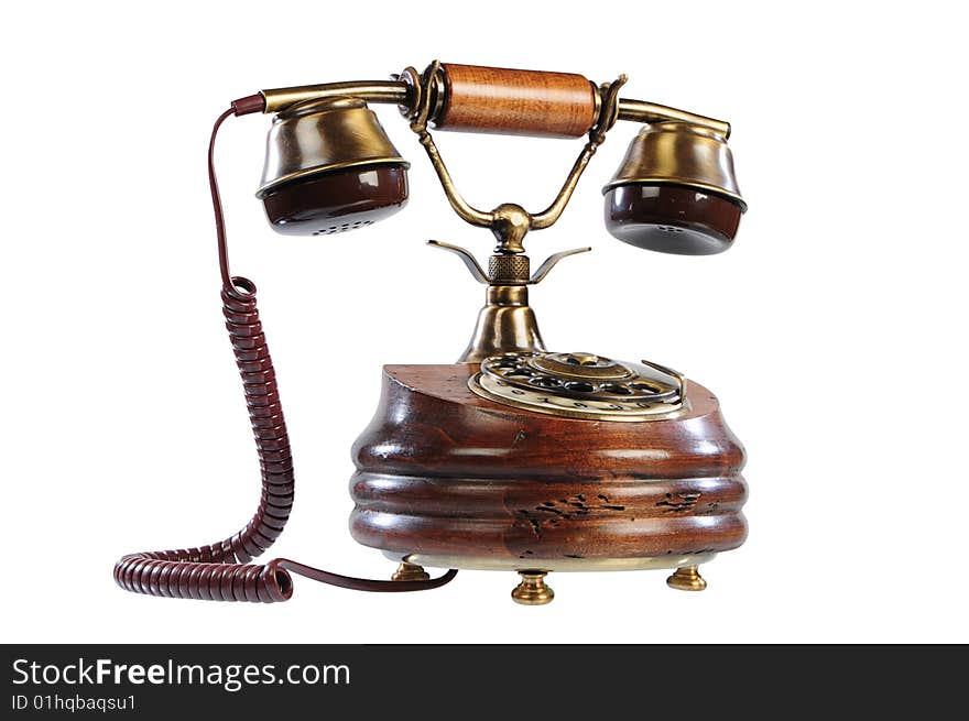 Isolated old-fashioned phone on white background