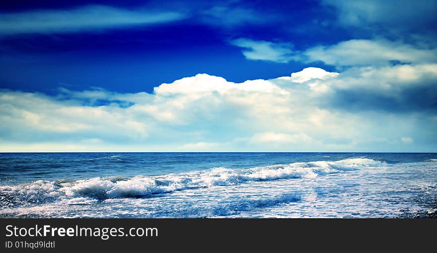 Glow sky on background of the beautiful sea