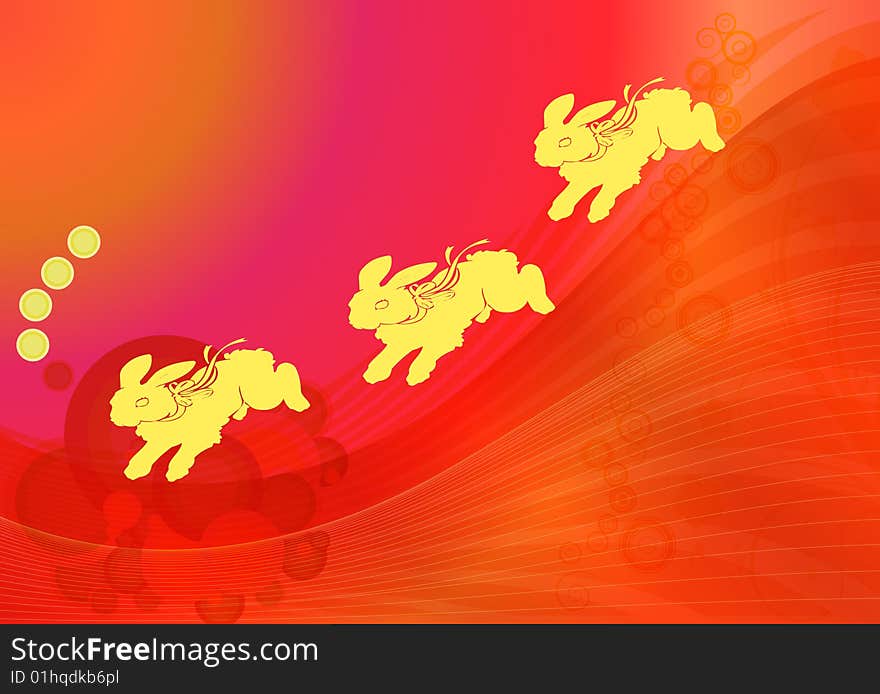 Easter illustration with bunnies on colorful background. Easter illustration with bunnies on colorful background