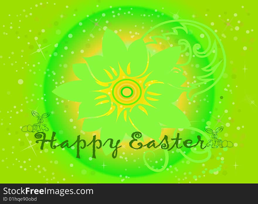 Happy Easter Illustration with a flower on colorful background. Happy Easter Illustration with a flower on colorful background