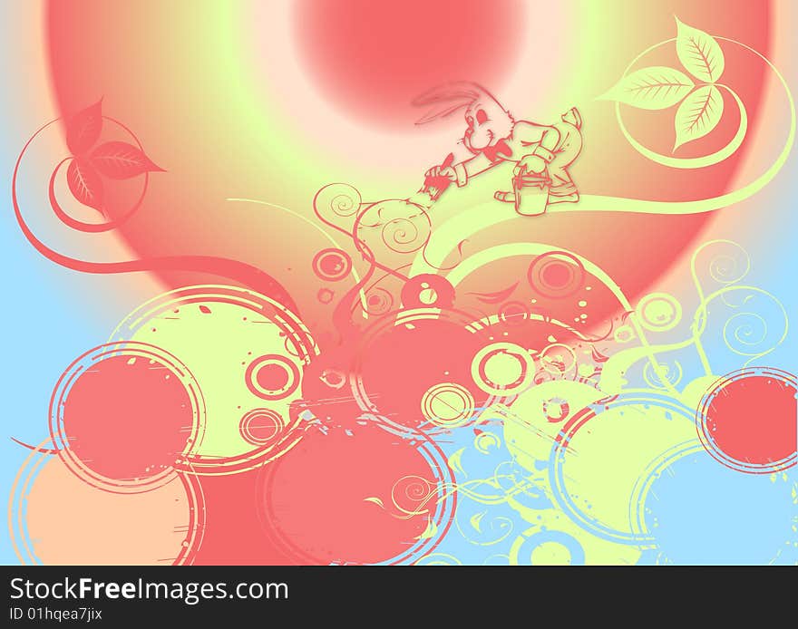 Happy Easter Illustration with flowers on colorful background. Happy Easter Illustration with flowers on colorful background