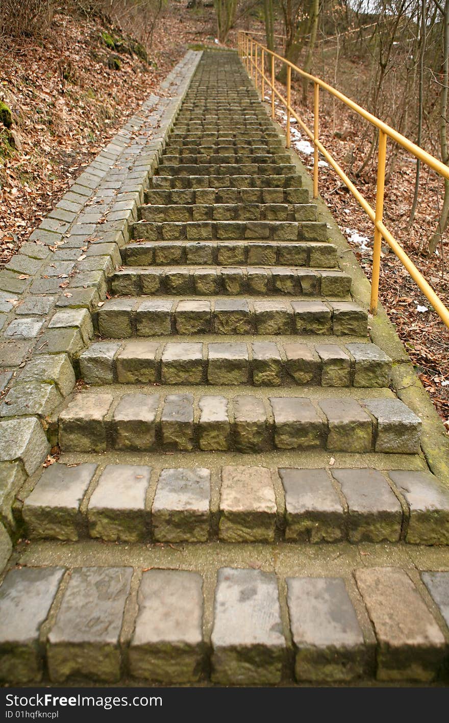 Stoned stairs in autumn park