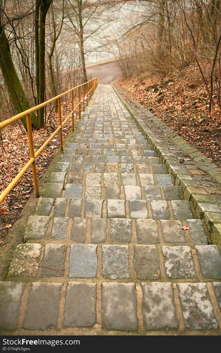 Stoned stairs in autumn park