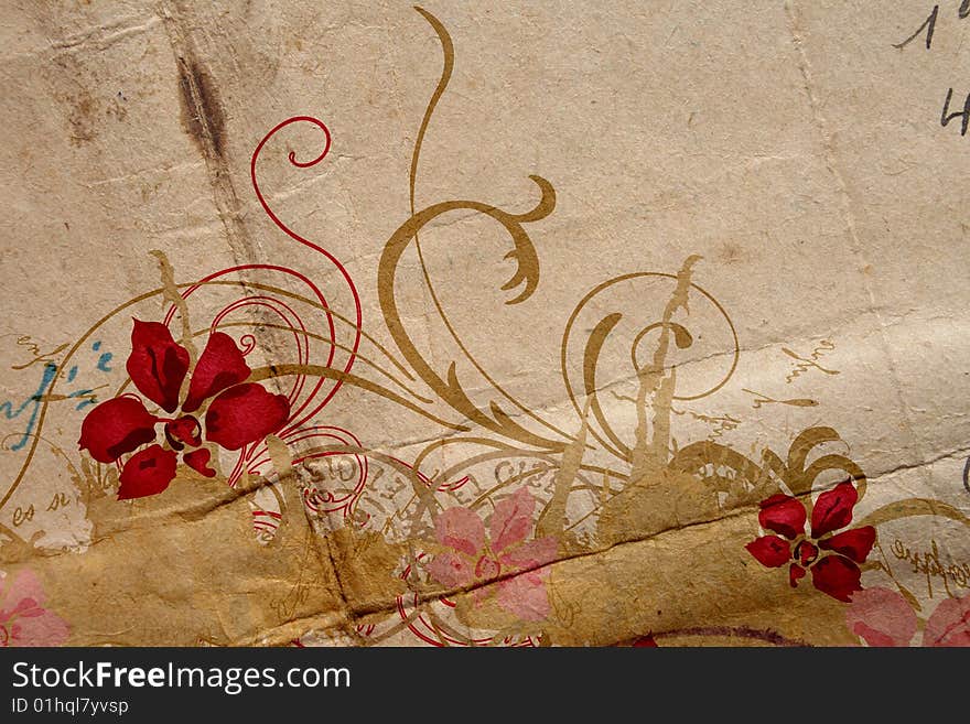 Illustration of flowers on vintage paper. Illustration of flowers on vintage paper