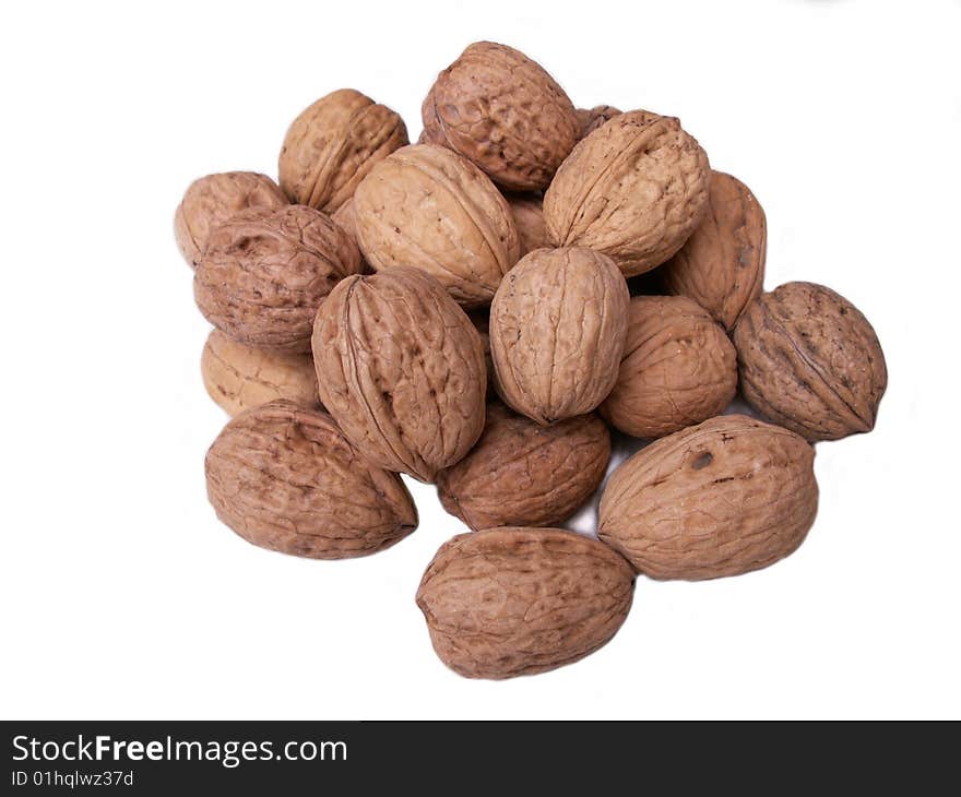 Whole nuts on white background. Whole nuts on white background