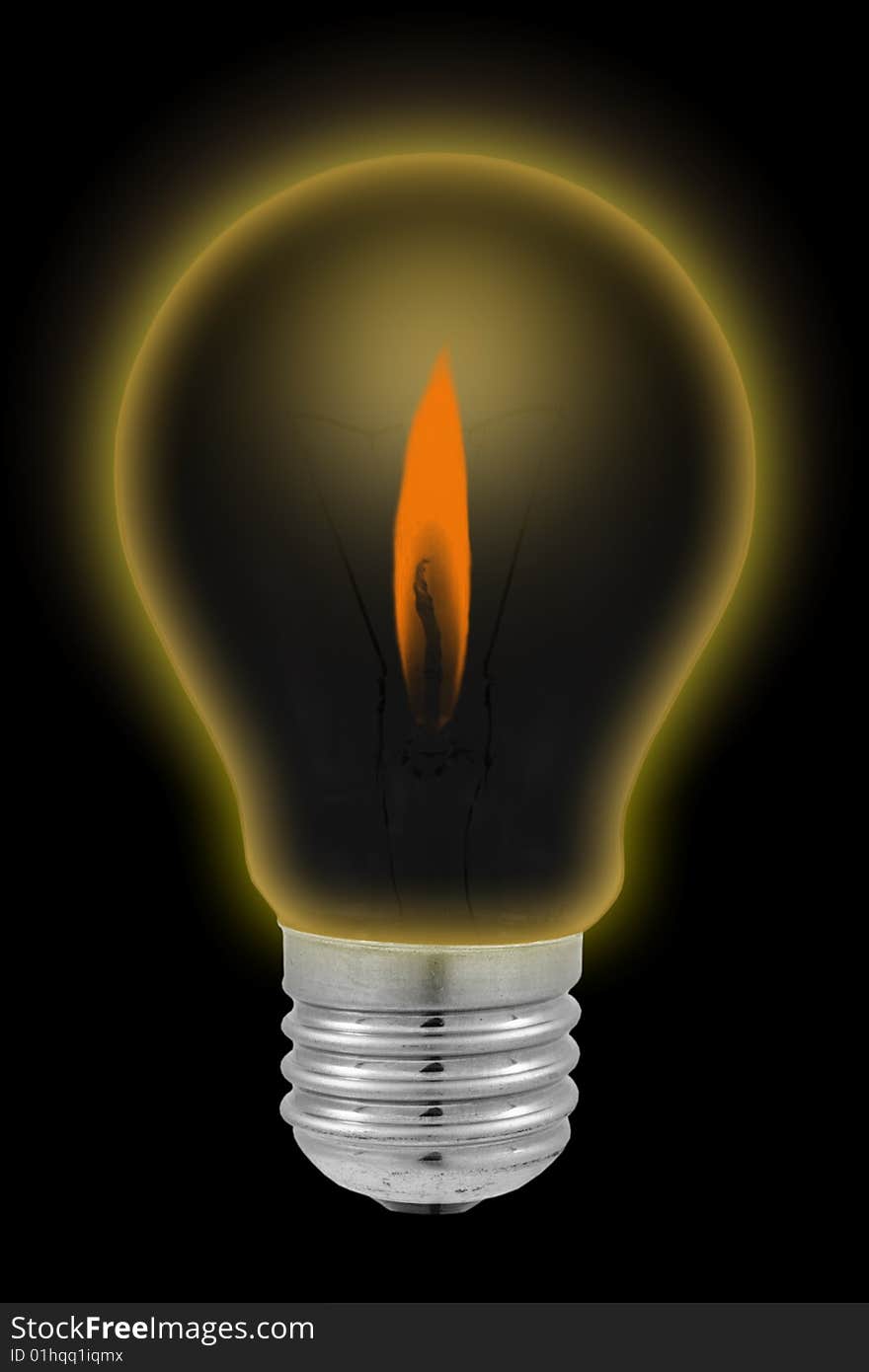 Electric bulb in fire. Eco concept.