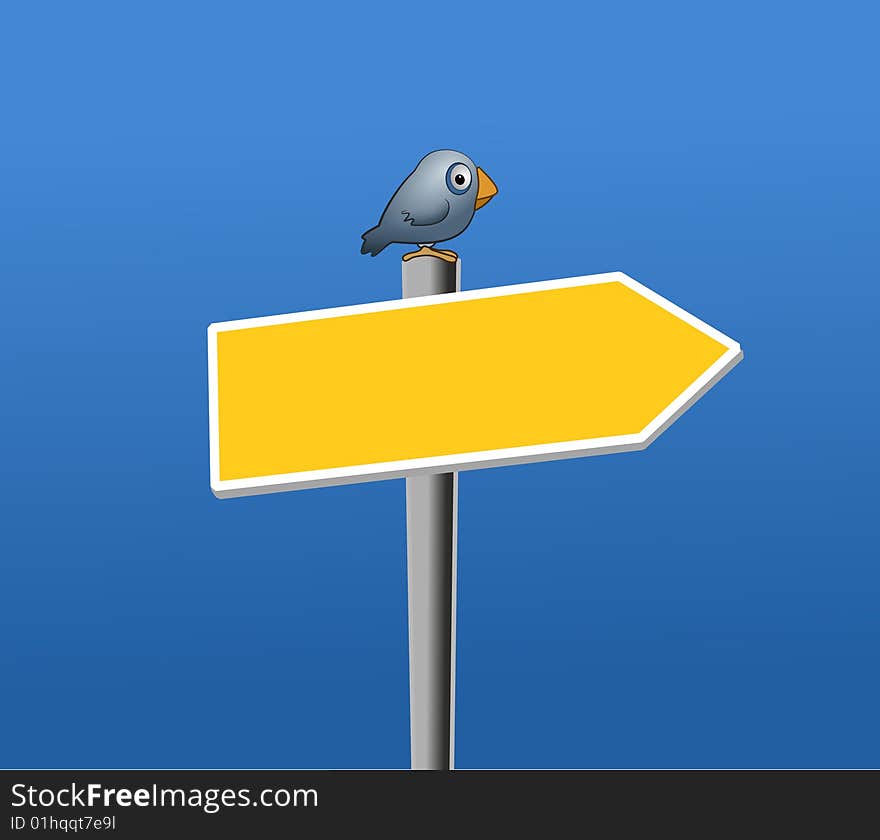 Illustration of a bird on arrow. Illustration of a bird on arrow