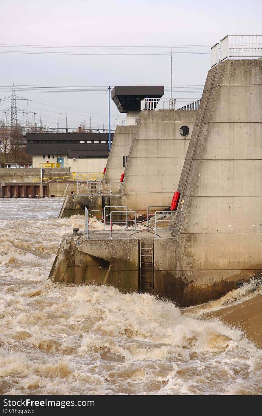 Detail of Krotzenburg Weir on the River Main