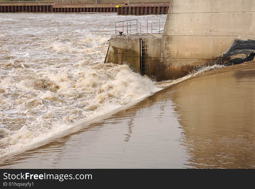 Detail of Krotzenburg Weir on the River Main. Detail of Krotzenburg Weir on the River Main