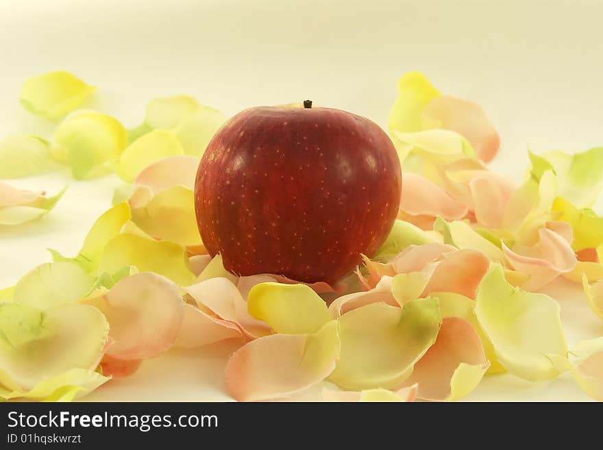 Apple with aromatic rose leave